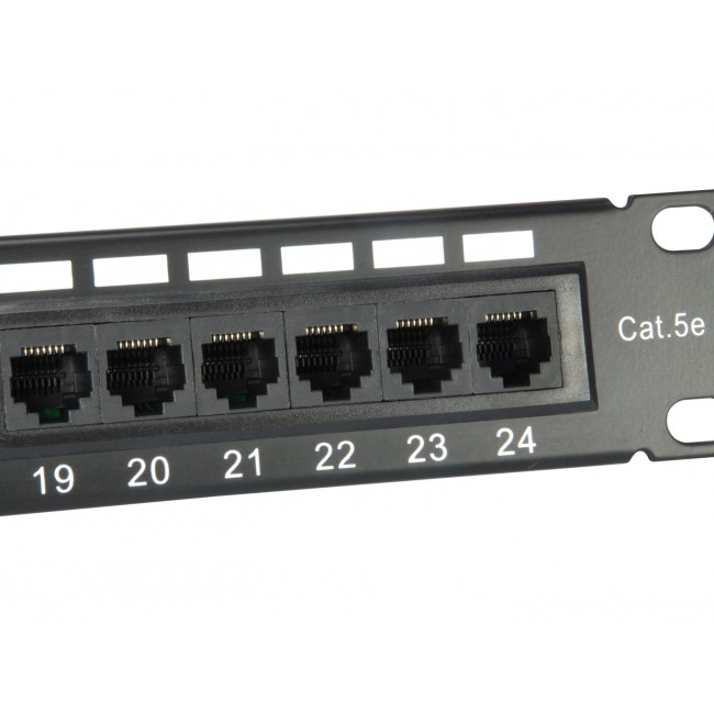 Equip 24-Port Cat.5e Unshielded Patch Panel, Black Equip 24-Port Cat.5e Unshielded Patch Panel, Black