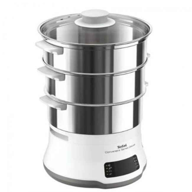 Tefal Convenient Series Deluxe VC502D steam cooker 3 basket(s) Countertop 900 W Stainless steel, White