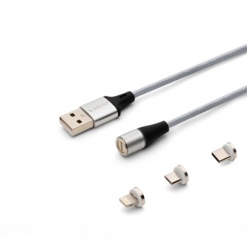 Savio CL-156 USB cable 2 m USB 2.0 USB C Micro USB A/Lightning Silver