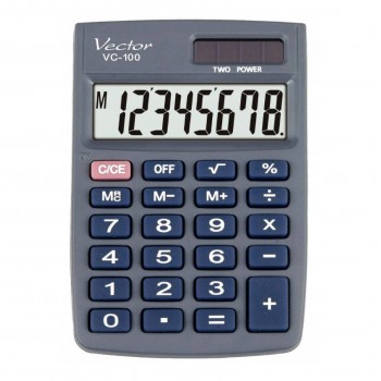 Vector KAV VC-100 office calculator, 8 digits, 58 x 88.5 mm, grey