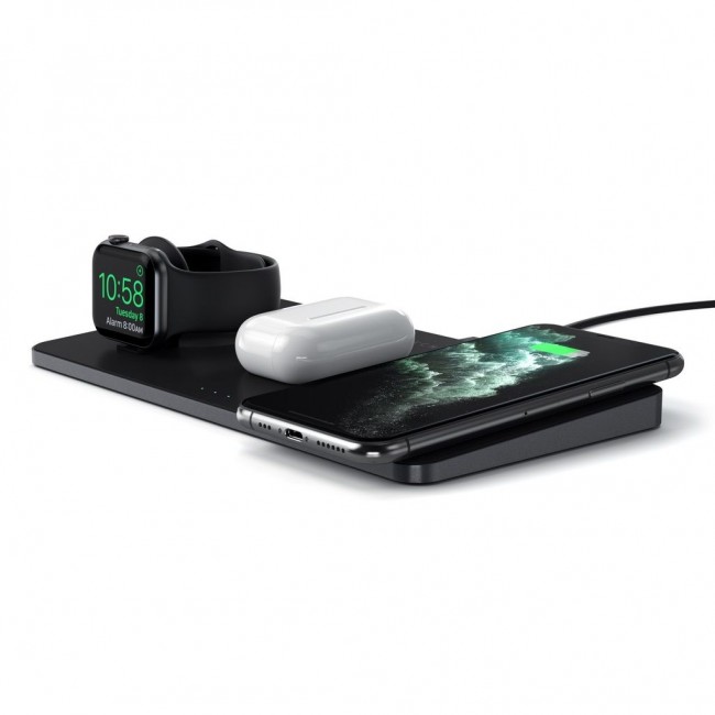 Satechi ST-X3TWCPM mobile device charger Headphones, Smartphone, Smartwatch Black AC Wireless charging Indoor