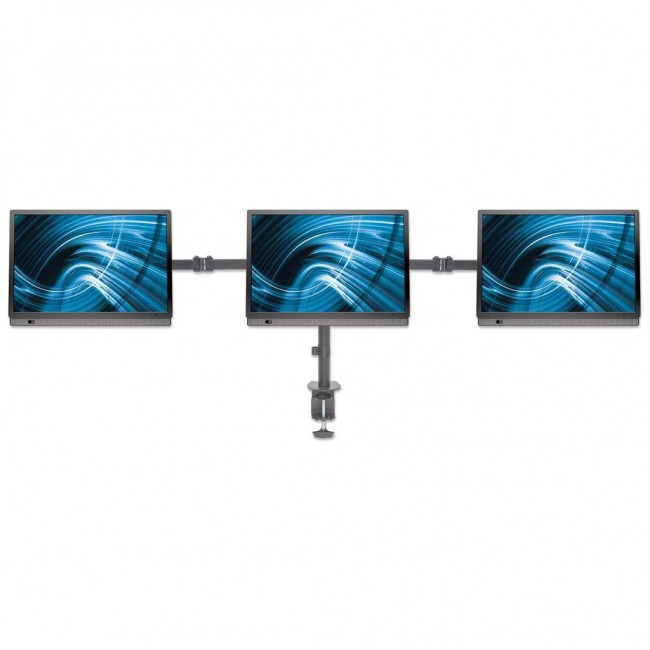Manhattan TV & Monitor Mount, Desk, Double-Link Arms, 3 screens, Screen Sizes: 10-27