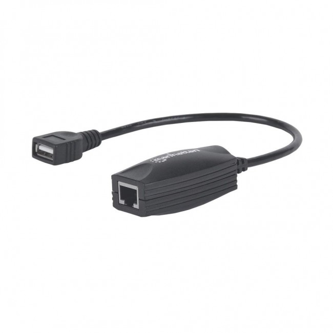 Manhattan USB-A Line Extender, for use with RJ45 network cable (not included), extends USB Device up to 60m, bus power, Cat5e/Cat6/Cat6A RJ45 network cables suitable, Black, Three Year Warranty Manhattan USB-A Line Extender, for use with RJ45 network cable (not included), extends USB Device up to 60m, bus power, Cat5e/Cat6/Cat6A RJ45 network cables suitable, Black, Three Year Warranty