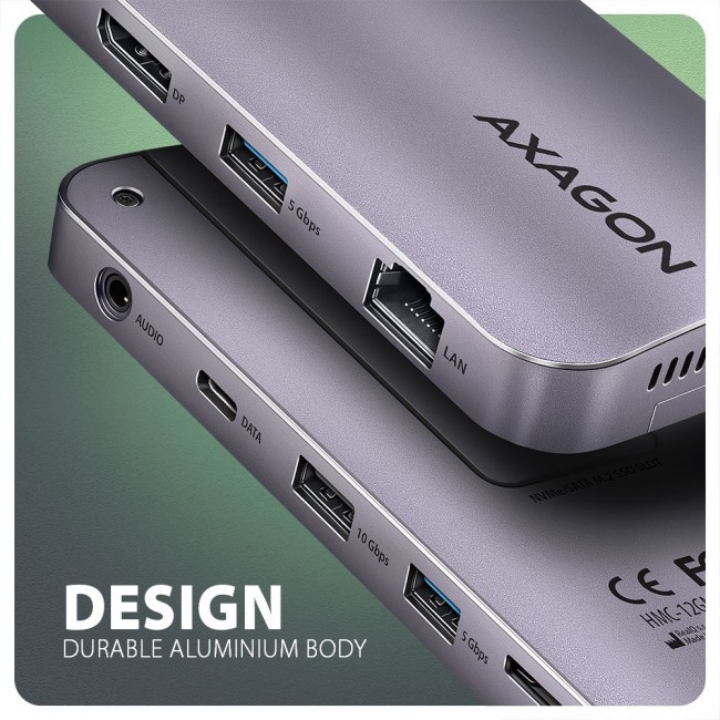 Axagon HMC-12GM2 laptop dock/port replicator Wired USB 3.2 Gen 2 (3.1 Gen 2) Type-C Grey Axagon HMC-12GM2 laptop dock/port replicator Wired USB 3.2 Gen 2 (3.1 Gen 2) Type-C Grey