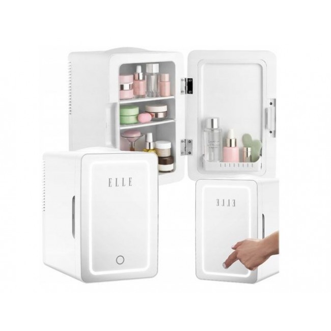 ELLE 6L white mini fridge with LED make-up mirror