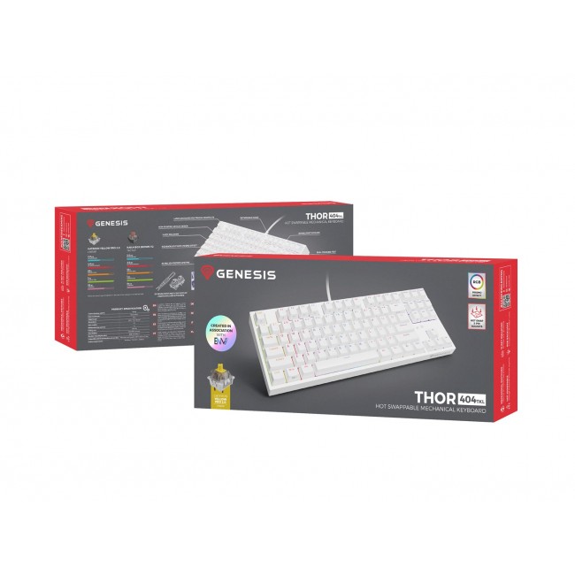GENESIS Thor 404 TKL keyboard Gaming USB QWERTY US International White