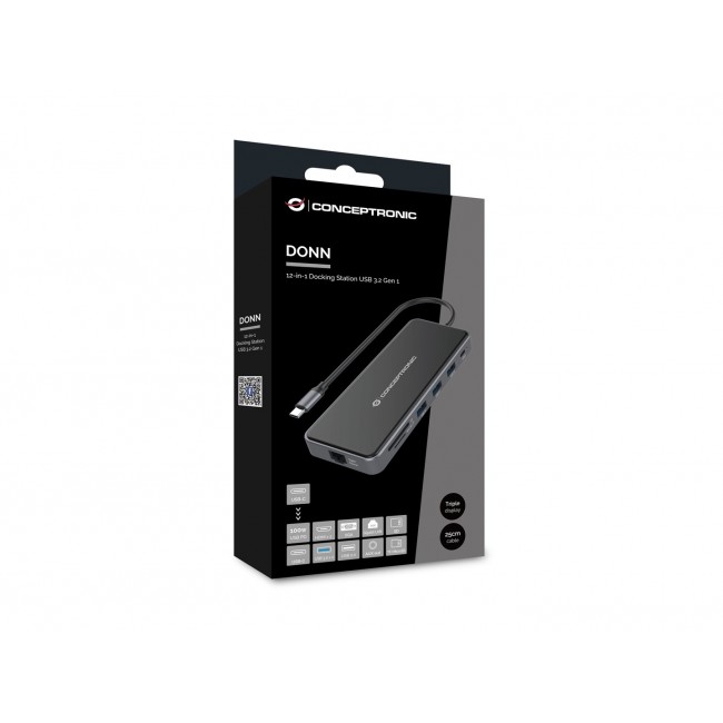 Conceptronic DONN15G laptop dock/port replicator Wired USB 3.2 Gen 1 (3.1 Gen 1) Type-C Grey Conceptronic DONN15G laptop dock/port replicator Wired USB 3.2 Gen 1 (3.1 Gen 1) Type-C Grey