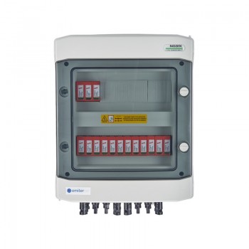 Switchgear attached DC hermetic IP65 EMITTER with Dehn 1000V type 2 DC surge arrester, 5x PV string, 5x MPPT