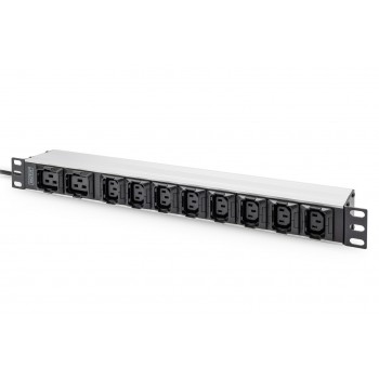 Digitus Socket strip with aluminum profile, 10-way, 2 m supply cable, IEC C20 plug
