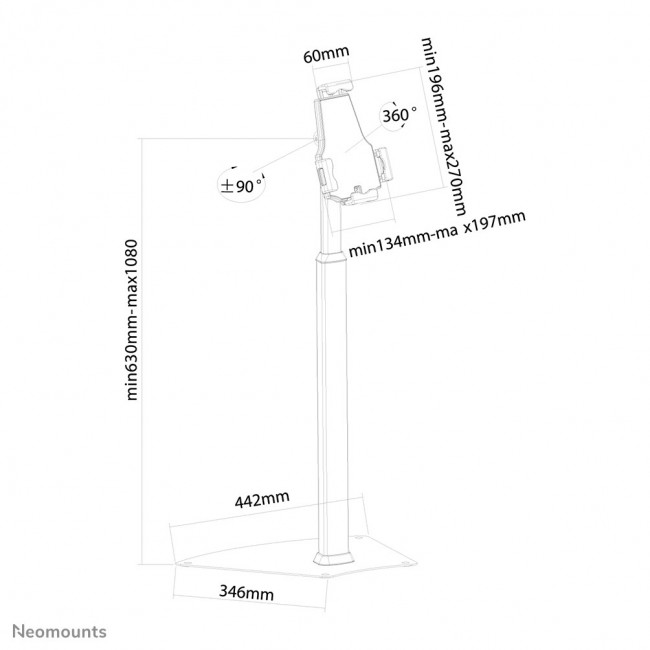 Neomounts TABLET-S200SILVER Tablet floor stand 7.9-10.5 Neomounts TABLET-S200SILVER Tablet floor stand 7.9-10.5