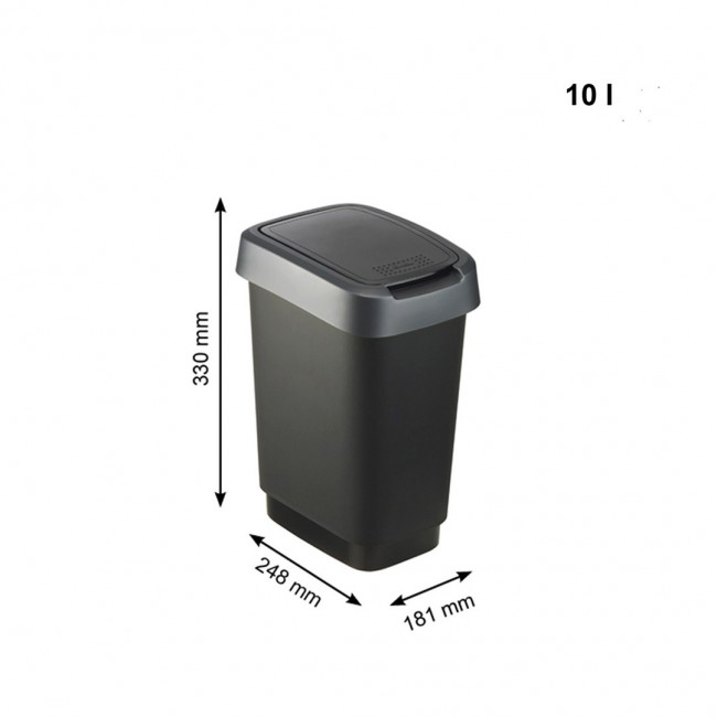 ROTHO Twist Silver - trash bin 10l