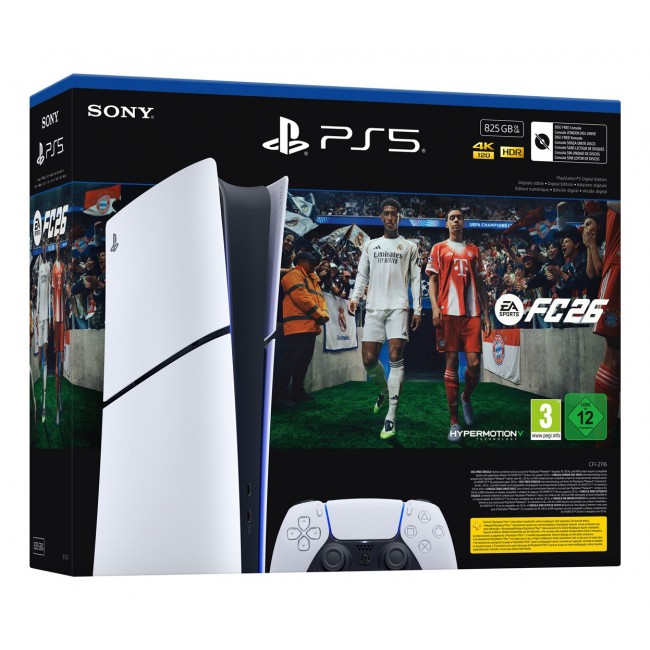 Sony PlayStation 5 Slim Digital+ EA Sports FC 26 Bundle 825 GB Wi-Fi Black, White Sony PlayStation 5 Slim Digital+ EA Sports FC 26 Bundle 825 GB Wi-Fi Black, White