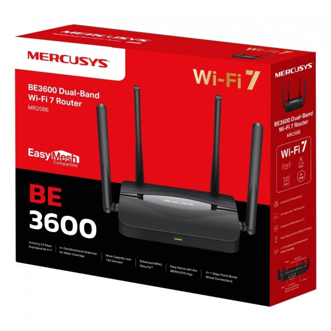 Mercusys MR25BE wireless router Gigabit Ethernet Dual-band (2.4 GHz / 5 GHz) Black Mercusys MR25BE wireless router Gigabit Ethernet Dual-band (2.4 GHz / 5 GHz) Black