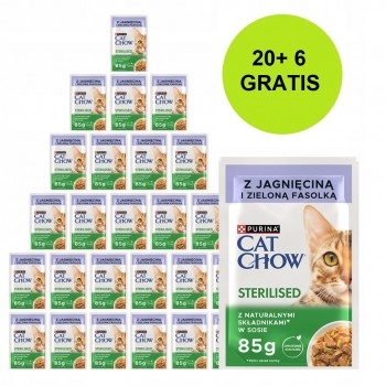 PURINA Cat Chow Sterilised with lamb and green beans in sauce - wet cat food - 26x85g (20 + 6 GRATIS)