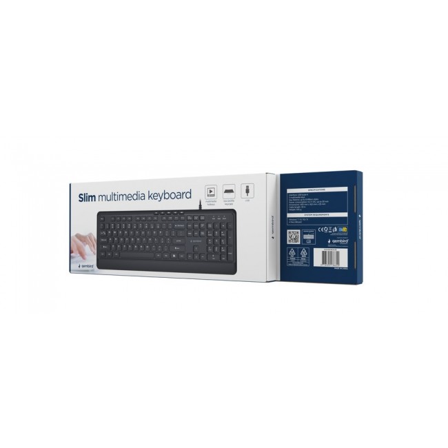 Gembird KB-MCH-05 Slim wired multimedia keyboard, black, US layout