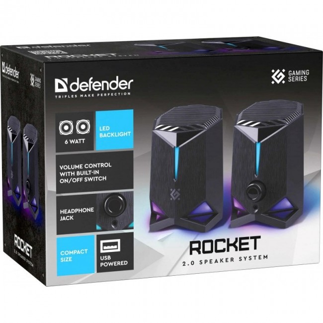 PC SPEAKERS ROCKET 2.0 6W LED USB BLACK