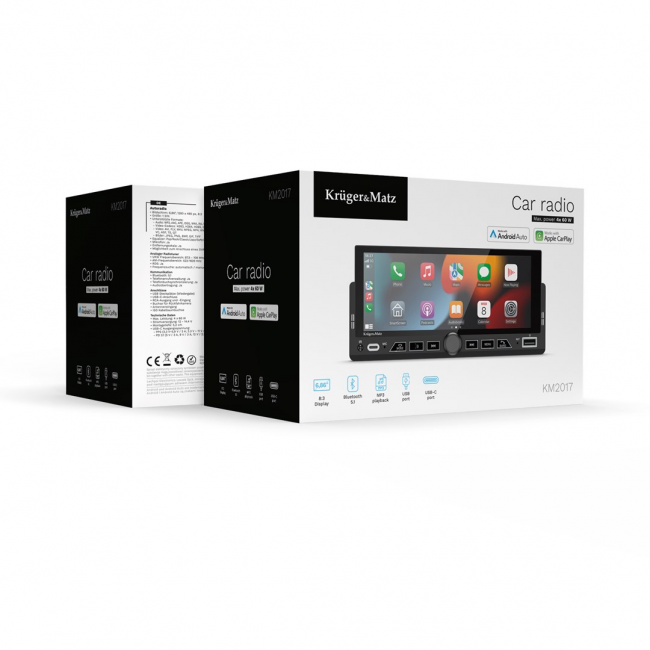 Kruger&Matz KM2017 1DIN CarPlay/AndroidAuto car radio