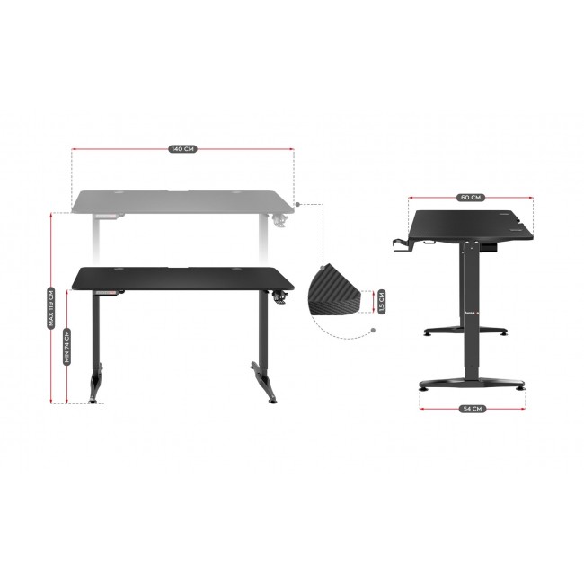 GAMING DESK HUZARO HERO 8.5 BLACK GAMING DESK HUZARO HERO 8.5 BLACK