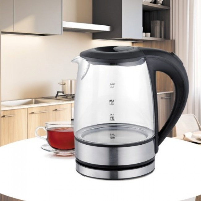 Maestro MR-062-Black Glass Electric Kettle 1,2 L