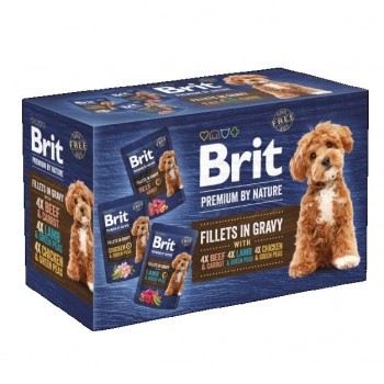 BRIT Premium by nature Dog Filets in gravy Chicken, lamb and beef - wet dog food - 12x85g