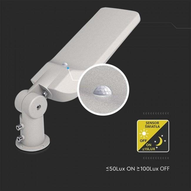 V-TAC SAMSUNG CHIP LED street luminaire with control and light sensor 50W 120Lm/W VT-59ST-S 4000K 5000lm V-TAC SAMSUNG CHIP LED street luminaire with control and light sensor 50W 120Lm/W VT-59ST-S 4000K 5000lm