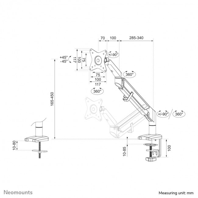 Neomounts DS70-810BL1 Monitor arm 17-32