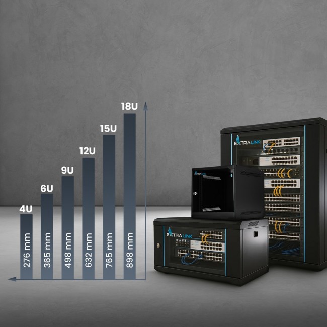 Extralink LITE 6U 10 280X310 WALL-MOUNTED RACKMOUNT CABINET BLACK Freestand/Wall/Floor mounted rack