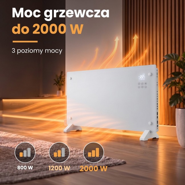 Extralink SMART GLASS PANEL HEATER, WHITE, 2000W, WIFI, LPL-23A-WH