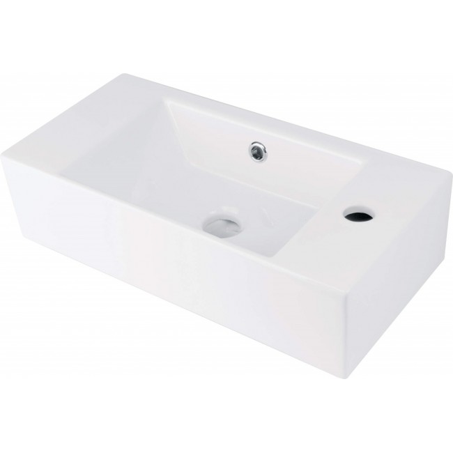 Countertop ceramic washbasin with space for a tap - right Countertop ceramic washbasin with space for a tap - right
