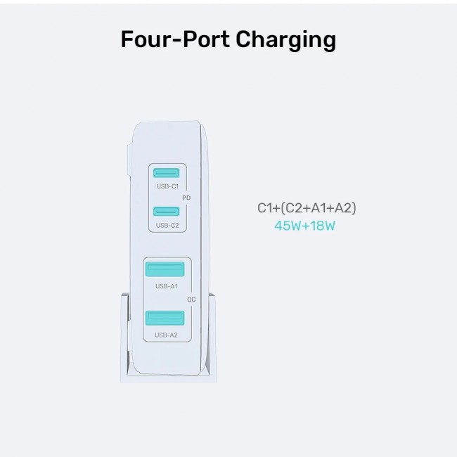 GaN network charger - Unitek P1228AWH01-EU | 70W 2x USB-C 2x USB-A GaN network charger - Unitek P1228AWH01-EU | 70W 2x USB-C 2x USB-A