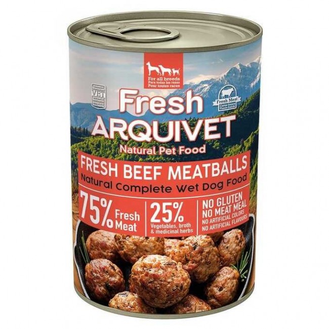 ARQUIVET Fresh Beef meatballs in sauce - wet dog food - 400g