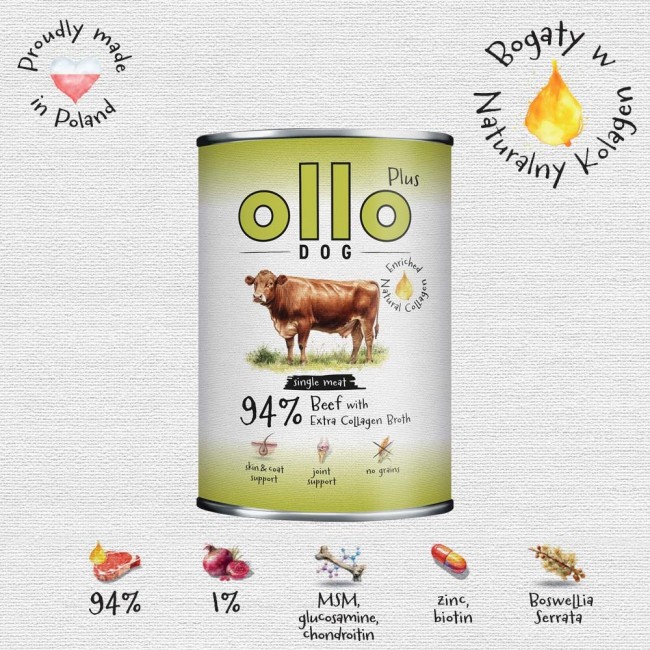 OLLO Plus Collagen Beef - wet dog food - 400g