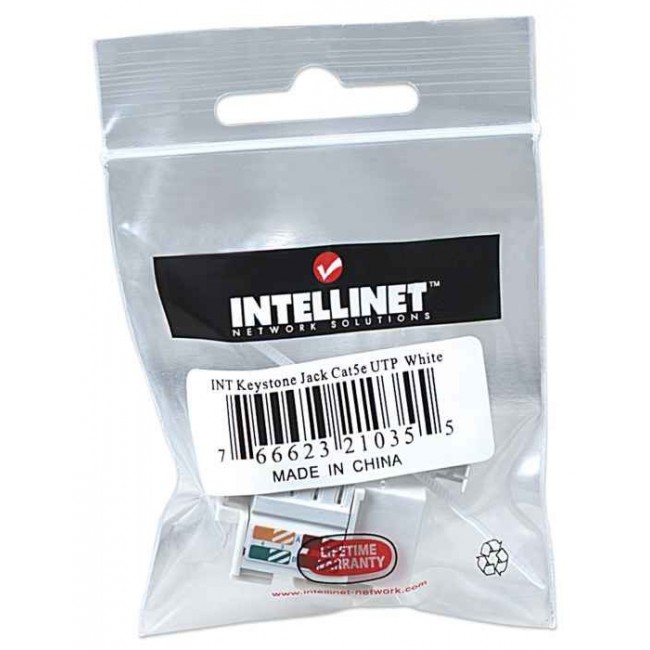 Intellinet Keystone Jack, Cat5e, UTP, Punch-down, White