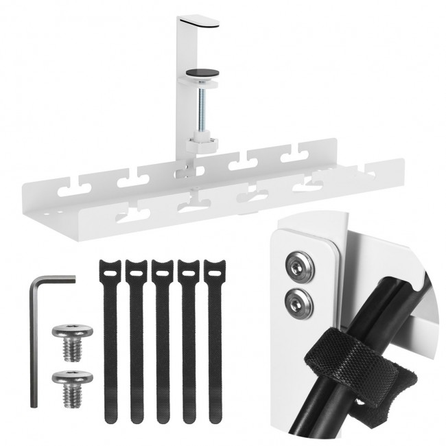 Maclean under-desk cable organizer, max. load 5kg, white, MC-105 W Maclean under-desk cable organizer, max. load 5kg, white, MC-105 W