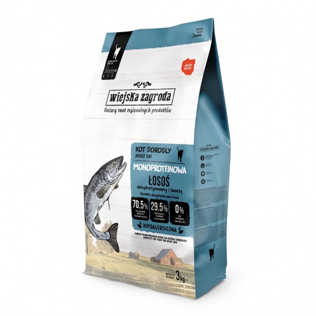 WIEJSKA ZAGRODA Monoprotein Salmon - dry cat food - 3kg