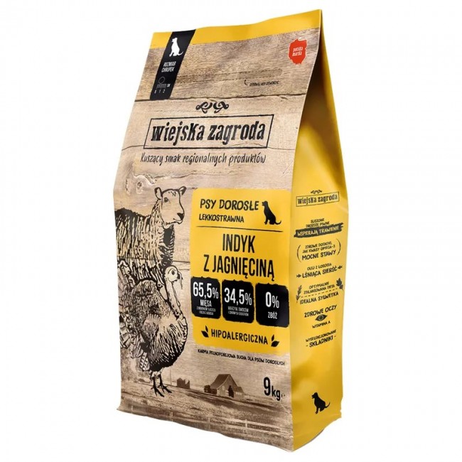 WIEJSKA ZAGRODA Turkey with lamb - dry dog food - 9kg