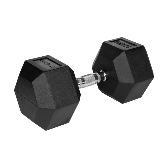 Rubberized cast iron dumbbell HEX 27.5 kg REBEL ACTIVE Rubberized cast iron dumbbell HEX 27.5 kg REBEL ACTIVE