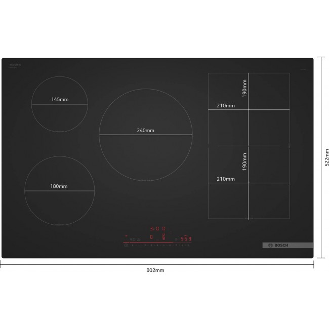 Bosch Serie 6 PVW81CHB1E hob Black Built-in 80 cm Zone induction hob 5 zone(s)