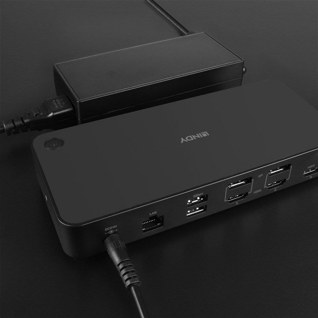 Lindy DST-Pro Universal, USB-C and Type A Hybrid Laptop Docking Station - 4K HDMI, 2x4K (DP or HDMI)