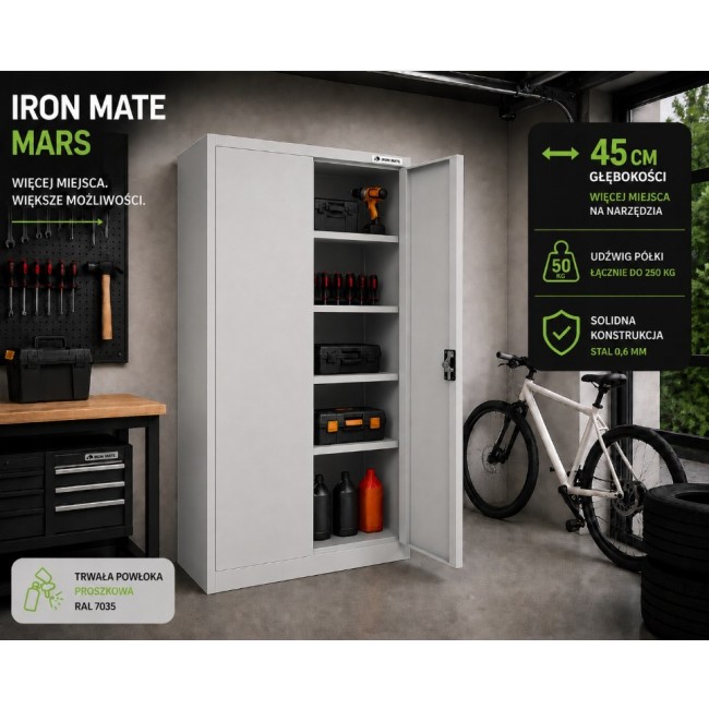 Iron Mate MARS Metal Garage Cabinet 185 x 90 x 45 Grey RAL7035 Iron Mate MARS Metal Garage Cabinet 185 x 90 x 45 Grey RAL7035