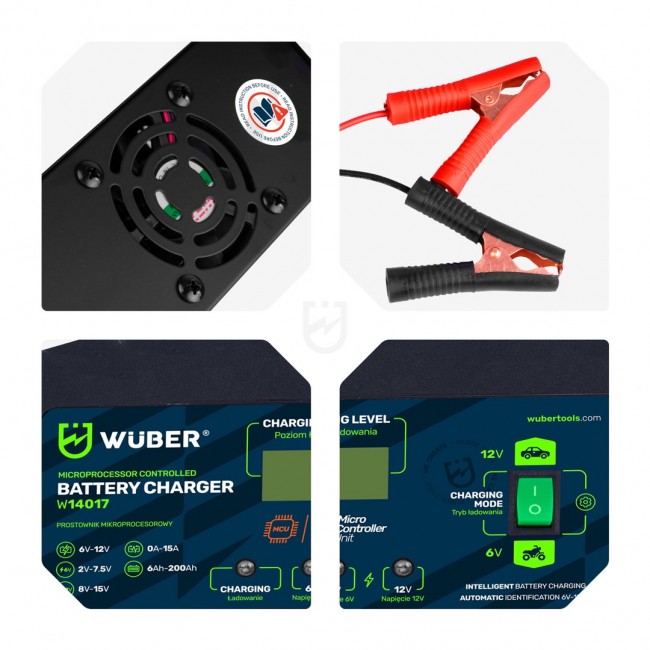 Microprocessor charger 6-12 V 15 A + battery charger W14017 WUBER