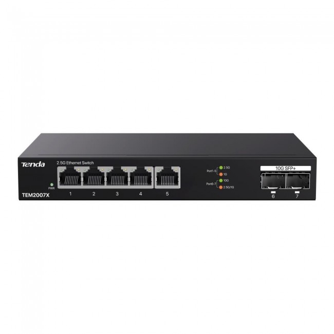 Tenda TEM2007X network switch 2.5G Ethernet (100/1000/2500) Desktop Black Tenda TEM2007X network switch 2.5G Ethernet (100/1000/2500) Desktop Black