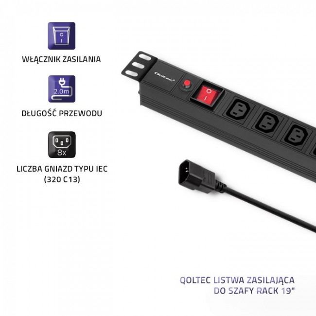 Qoltec 53998 Power strip for RACK 19 Qoltec 53998 Power strip for RACK 19