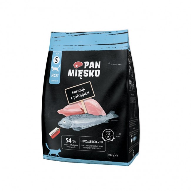 PAN MIĘSKO Chicken with trout S - dry cat food - 400g