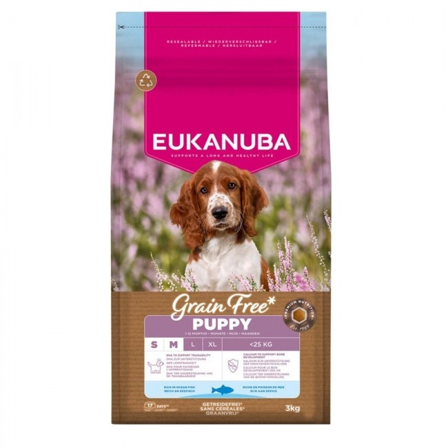 EUKANUBA Grain Free Puppy Small/Medium Ocean Fish - dry dog food - 3kg