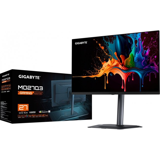GIGABYTE MO27Q3 27 OLED QHD Gaming Monitor - 2560 x 1440, 360Hz, 0.03ms, 250 cd/m , G-Sync Compatible, FreeSync Premium Pro, Display HDR True Black 400, HDMI 2.1, Displayport 1.4