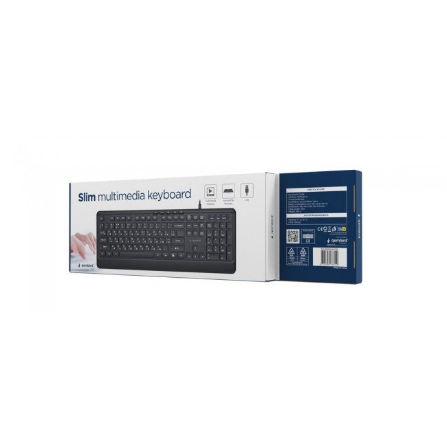 Gembird KB-MCH-05-CYRL Slim wired multimedia keyboard, black, RU layout