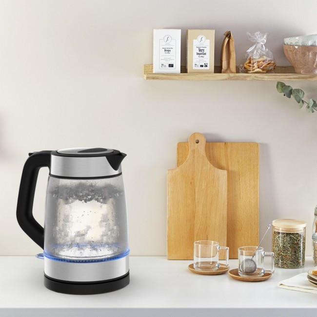 Tefal Glass Kettle KI605830 electric kettle 1.7 L 2200 W Black, Silver, Transparent