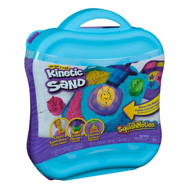 Kinetic Sand , SquishMotion with 1lb Pink, Yellow & Blue Play Sand, Stamper & 5 Tools, Storage Case, Sensory Toys for Kids Ages 5 and up Kinetic Sand , SquishMotion with 1lb Pink, Yellow & Blue Play Sand, Stamper & 5 Tools, Storage Case, Sensory Toys for Kids Ages 5 and up