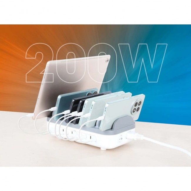 Manhattan 10-port USB-C Charging Station, USB-C Output: 10x 20W, Max 200W, Mains AC power (inc US/EU/UK adapters)